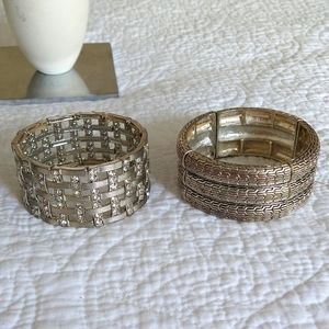 🔥🔥Any three for $15🔥🔥    SILVER METAL RHINESTONE CUFF  STRETCH BRACELETS